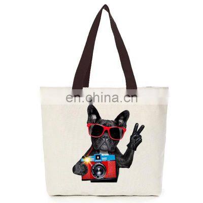 Womens Canvas Cotton Cool Dog Shoulder Shopping Hand Bag photo-5