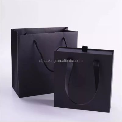 custom black kraft paper rigid gift boxes with bags