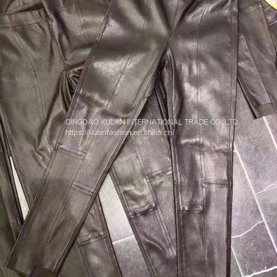 High Quality Ladies' Genuine Sheepskin Leather Leggings photo-3