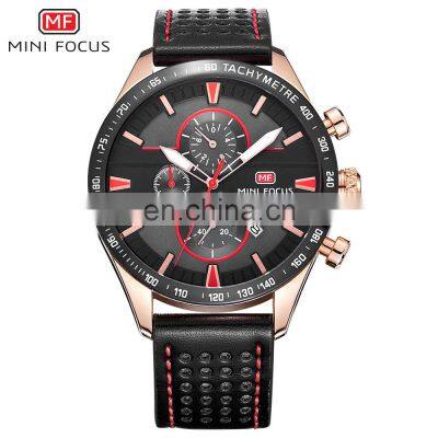 MINI FOCUS MF0002G 2018 New Fashion Big Dial Calendar Chronograph Analog Men Business Watches Luxury Leather Strap Dual Display photo-4
