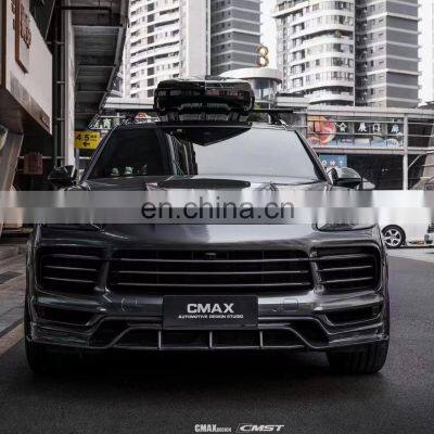 Runde Carbon Fiber Material For Porsche Cayenne CMST Style Body Kit Front Lip Side Skirts Rear Lip Spoiler Wheel Eyebrow