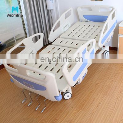 Good Quality Medical Equipment Abs Blue Headboard Four Cranks Manual Five Functions Adjustable Comfortable Hospital Bed