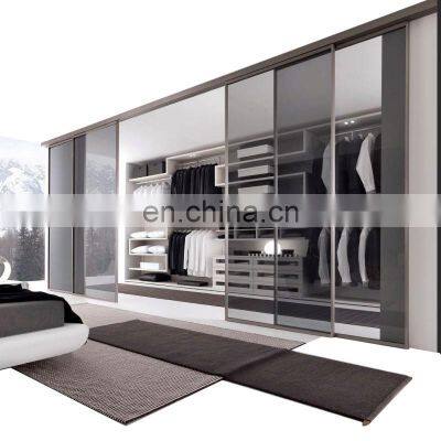 Modern bedroom design aluminum glass door wardrobe,custom walk in closet