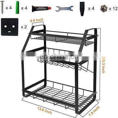 Spice Rack 3-Tier Kitchen Countertop Standing Storage Organizer Hanging Racks Seasoning Organizer
