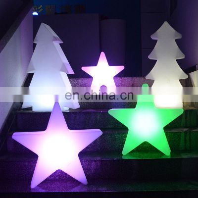 outdoor glowing  Christmas tree /Christmas lights decoration holiday rechargeable PE plastic led tree star snow led decor light