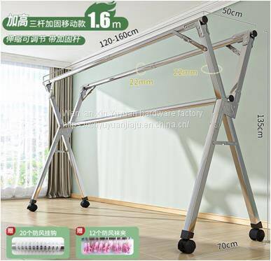 Stainless Steel X Type Floor Folding Retractable Drying Rack Household Balcony Drying Rack photo-5