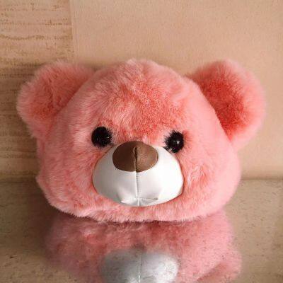 014Cute Bear Head Bag Plush Soft Chain Bag Girl Zero Wallet Imitation Rabbit Hair Cute Animal Bag
