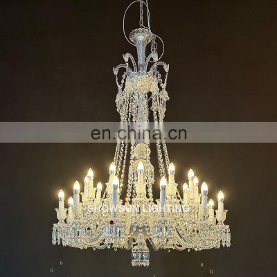 Modern custom hotel villa hall dining room decoration big crystal chandelier pendant light