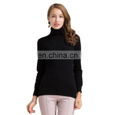 Basic Design Solid Pattern Cashmere Turtleneck Sweater for Women Winter Office Lady Style OEM Service for Adults