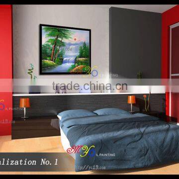 Artwork Impressionist Oil Painting on Canvas Blue River Handmade Home Decor photo-5