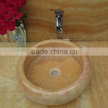 High Quality Indoor Bathroom Yellow Onyx Round Sink photo-2