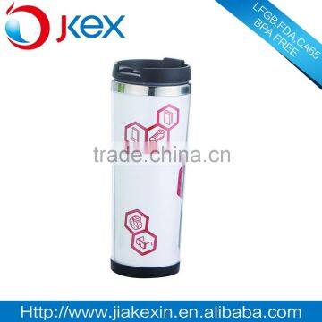 Double wall stainless steel travel mug with paper insert