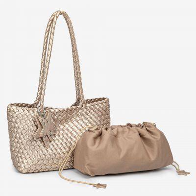 Ручная вязка, большой вместимости, сумка-тот, перекидываемая на тело, материал ПУ, антикварный стиль, рюкзак для повседневного использования