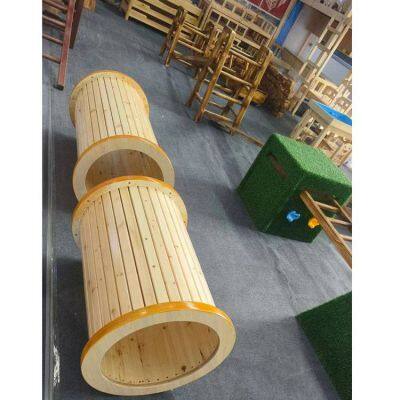 Outdoor Balance Cylinder Combination Game Physical Training Equipment for Kindergarten Children, Including Climbing Frames and Square Boxes for Sensory Integration Training