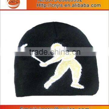 Custom made knit stretched sports beanie hat,wholesale your own logo beanie