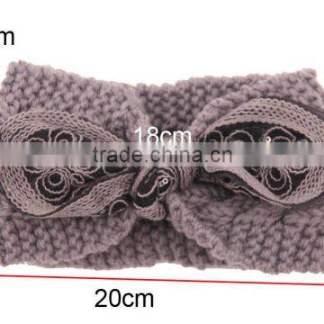 2015 Winter Newest Charm Women's Christmas Gift Knit Elastic Bow Knot Lace Flower Headband photo-5