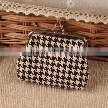Bulk Wholesale Houndstooth Mini Leather Coin Purse photo-3