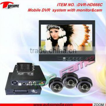 4 CH DVR-HD666C mobile DVR with built-in 7" LCD monitor and CCD camera for various vehicles