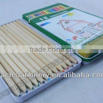 7Inches Natural Wooden Colored Pencil With Tin Box Packing