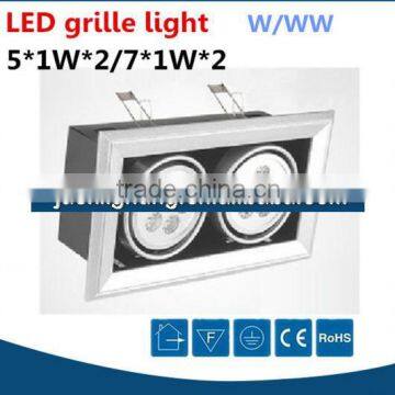 Aluminum Discount 3200k led rectangular ceiling light grille 2x5W, showroom led grille lamp 10W 2x7W 14W