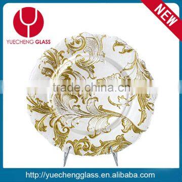 New design Wedding Catering Gold Colored Beaded Glass Charger Plate Wholesale                        
                                                Quality Choice