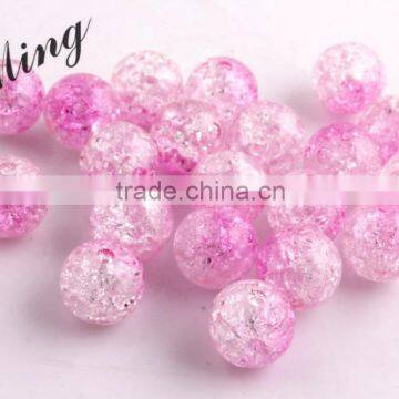 Pink Color Wholesales 6mm to 16mm Acrylic Crackle Beads for Little Girl Chunky Necklace jewelry