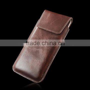 Genuine leather pouch case for iphone 6S genuine leather black pouch sleeve for iphone 6 case