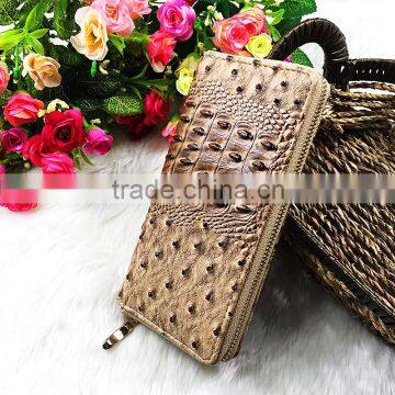 High Quality Brown Wrinkle PU Leather Rivets Decoration Long Wallet For Women With Zipper photo-6