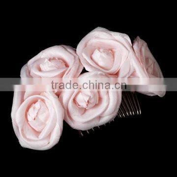 Charming Pink Flower Bridal Hair Comb Wedding Hair Accessories