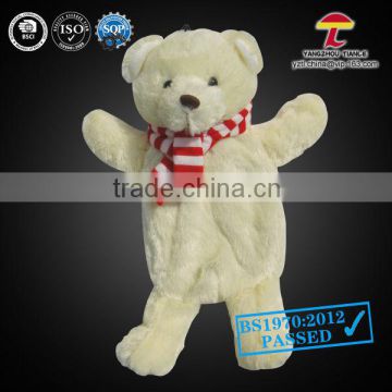 AZO toy hot water bottle with cover bear with red & white scarf