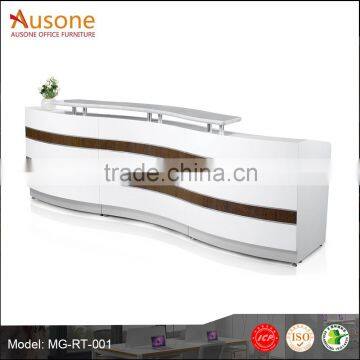 Hot sale modern high gloss white curved reception desk