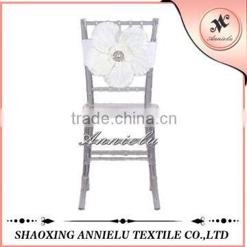 Cheap white spandex wedding chair sashes flower