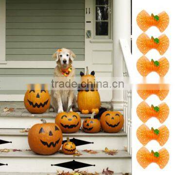 Wholesale Halloween Pumpkin Dog Pet Hair Bow With Rubber Bands photo-2