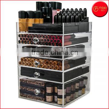 Diamond Knob 5 Drawers Acrylic Makeup Organizer Cube clear acrylic storage boxes