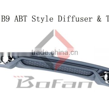 ABT Style A4 B9 Rear diffuser&Tail pipe Car Rear bumper diffuser for Audi Standard A4 Bumper