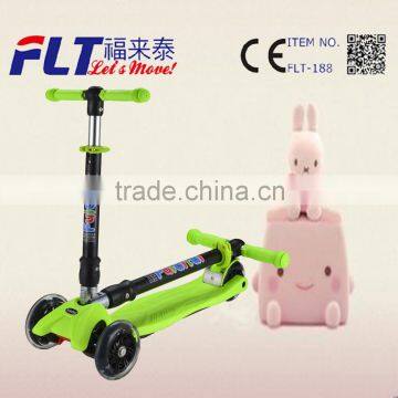 Foldable scooter foot pedal scooter with 4 LED light wheels for kids