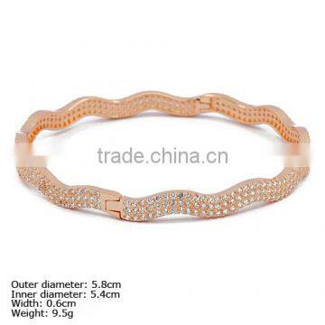 [CZQ-0020] Rose Gold Plated 925 Sterling Silver Bangle with CZ Stones