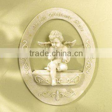 Polyresin Cherub Welcome Plaque