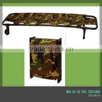 military aluminum 4 folding emergency transfer stretcher with wheels for rescue and firstaid