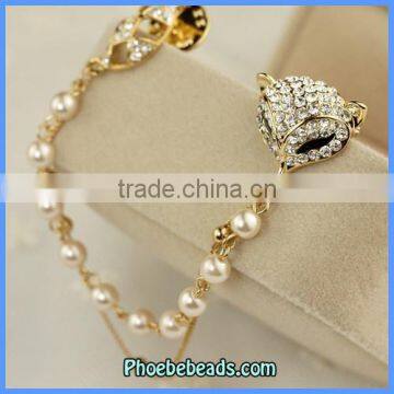 Wholesale High Quality Rhinestone Fox Head Brooch With Chain PFB-W005