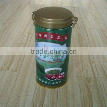 round big tall round tea can with flip-lock