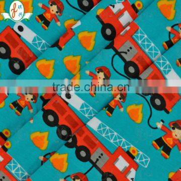 2015 New Kids Design Cartoon Fireman Breathable Elastic Cotton Spandex/Lycra Sportswear/Pajamas Fabric