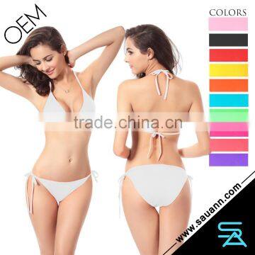 New Arrival 2016 SAUANN Solid Color Retro Bikini Swimwear