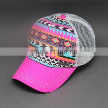 CUSTOM MADE SCREEN PRINTING PATTERN FOAM 5 PANEL MESH TRUCKER CAPS