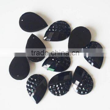 Resin Flatback Rhinestone ,Jewewlry Finding 18*25mm Gemstone ,Black Sew On Gems