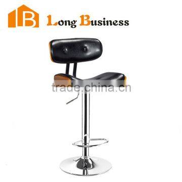 LB-5022 Vintage Industrial Metal Wood Seat Adjustable Bar Stool Chair with Walnut color