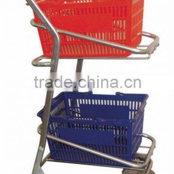 plastic shopping basket with wheels