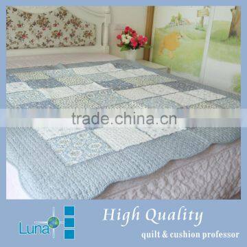 cotton patchwork leather quilted bedspread+white