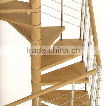 Simple Save Space Wood Steel Spiral Stairs/ Timber Spiral Staircase