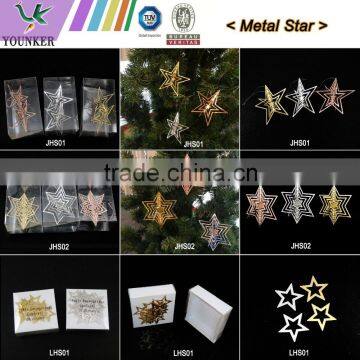 Christmas ornament flat metal five-pointed star table decoration